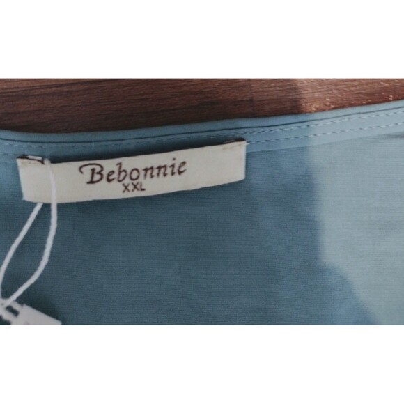 Bebonnie Women's Plus XXL Top Flowy Green Puff Sleeve Sheer SOFT Mesh NWT - Picture 5 of 15